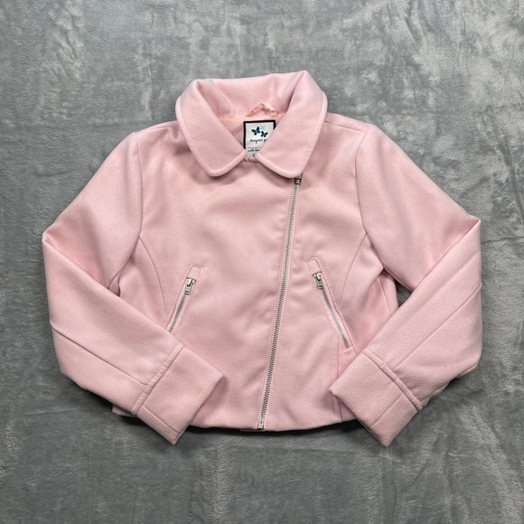 Gymboree Other - Gymboree Girls Butterfly Garden Pink Moto Jacket Lined Asymmetrical Zip Size M